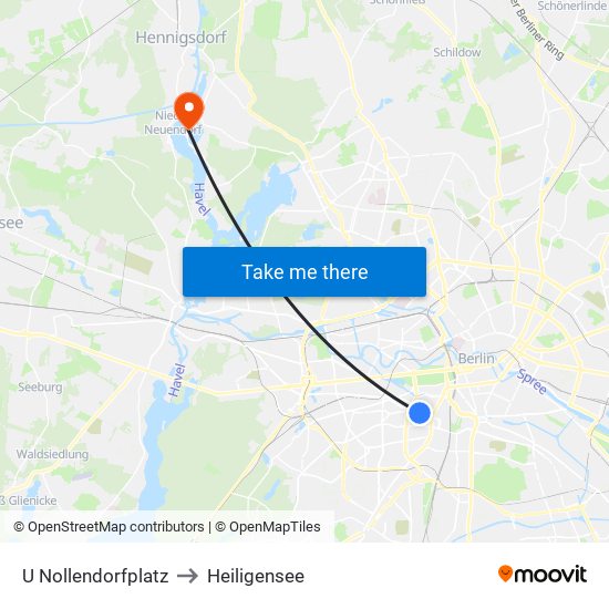 U Nollendorfplatz to Heiligensee map