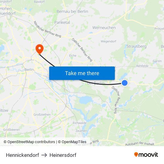 Hennickendorf to Heinersdorf map