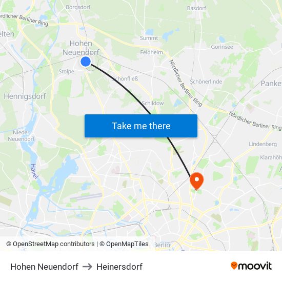 Hohen Neuendorf to Heinersdorf map
