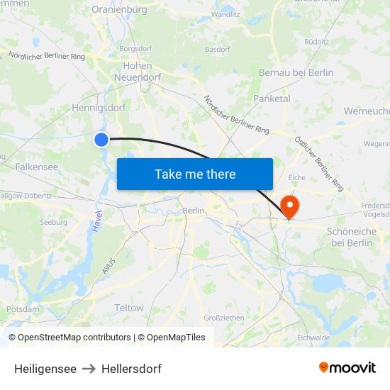 Heiligensee to Hellersdorf map