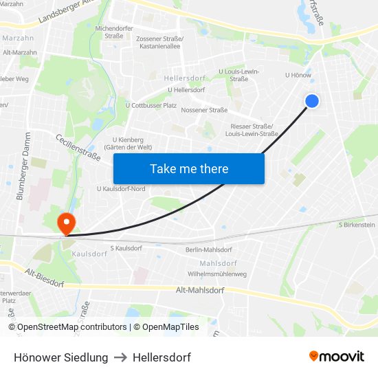 Hönower Siedlung to Hellersdorf map