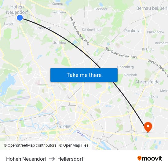 Hohen Neuendorf to Hellersdorf map