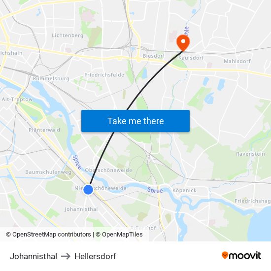 Johannisthal to Hellersdorf map