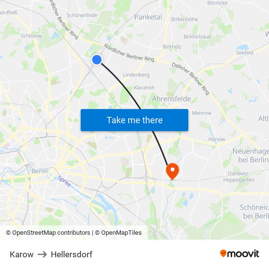 Karow to Hellersdorf map