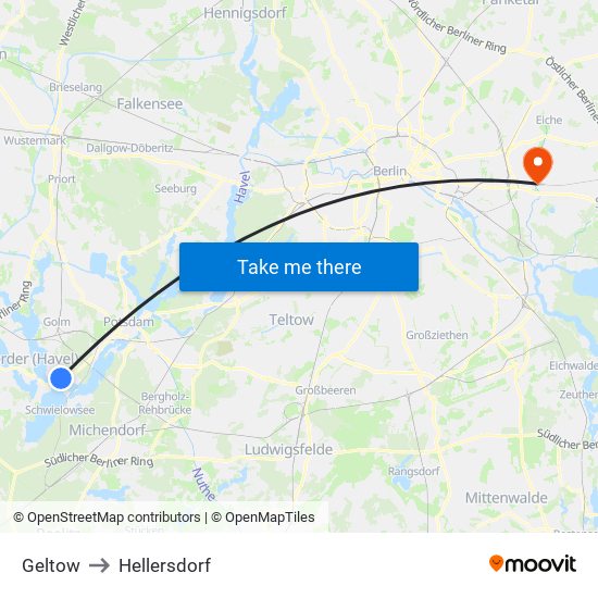 Geltow to Hellersdorf map