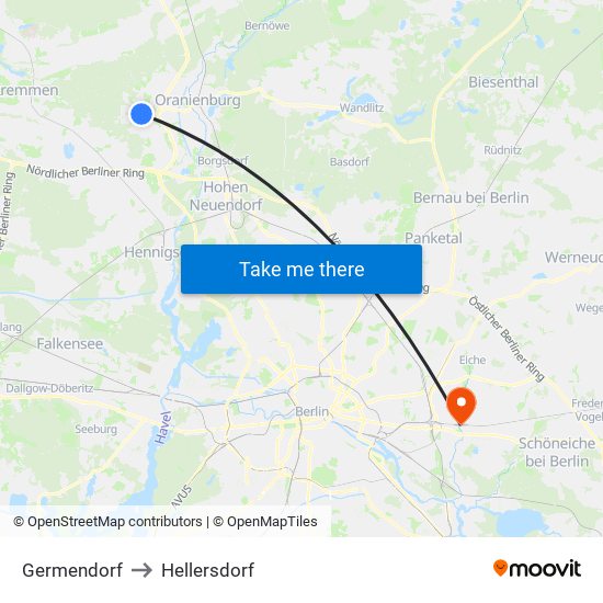 Germendorf to Hellersdorf map