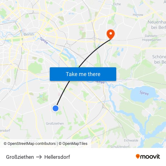 Großziethen to Hellersdorf map