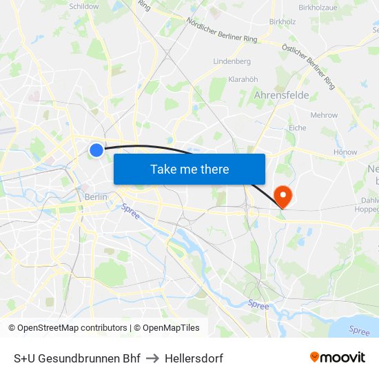 S+U Gesundbrunnen Bhf to Hellersdorf map