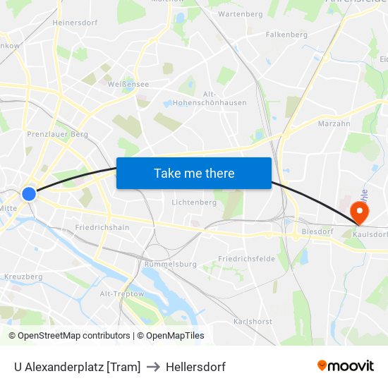 U Alexanderplatz [Tram] to Hellersdorf map