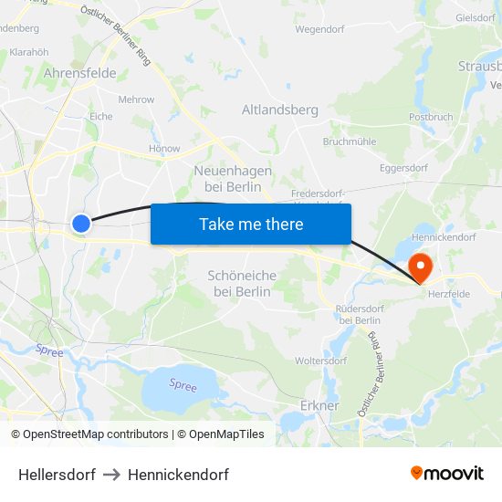 Hellersdorf to Hennickendorf map