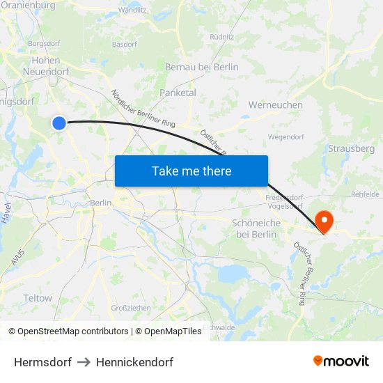 Hermsdorf to Hennickendorf map