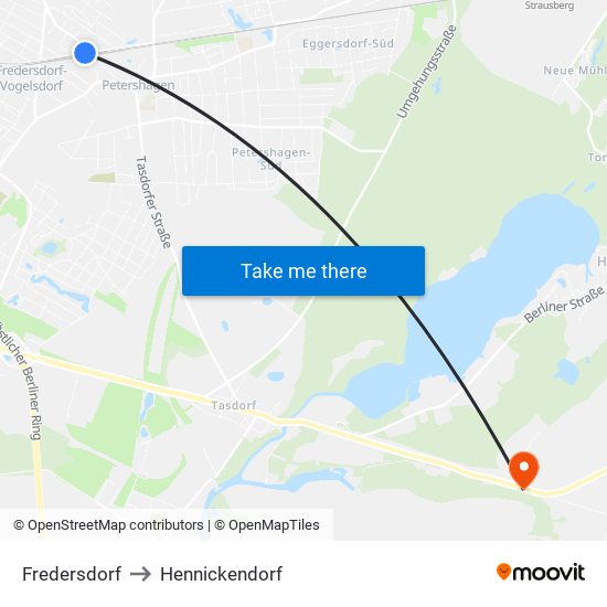 Fredersdorf to Hennickendorf map