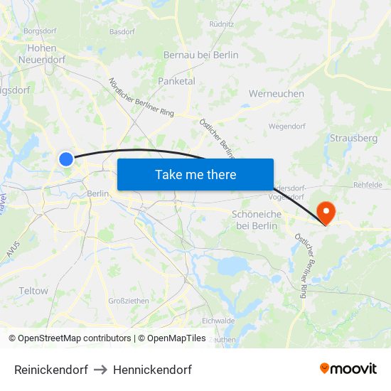 Reinickendorf to Hennickendorf map