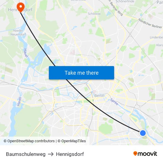 Baumschulenweg to Hennigsdorf map