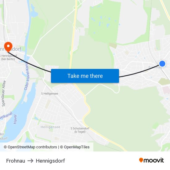 Frohnau to Hennigsdorf map