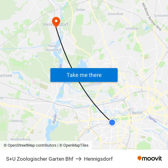 S+U Zoologischer Garten Bhf to Hennigsdorf map