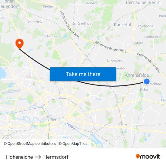 Hoheneiche to Hermsdorf map