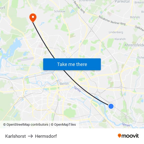 Karlshorst to Hermsdorf map