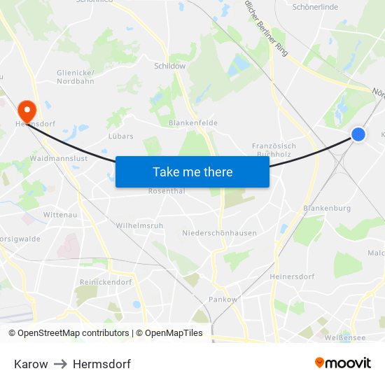 Karow to Hermsdorf map