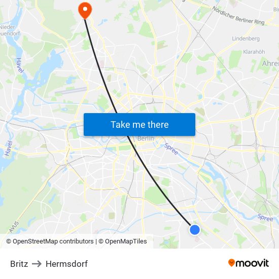 Britz to Hermsdorf map