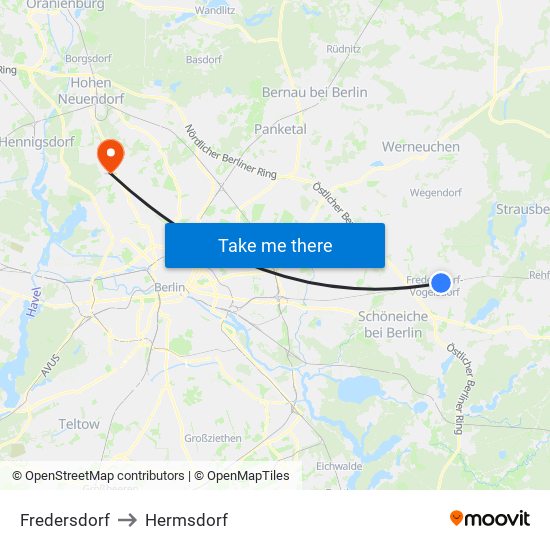 Fredersdorf to Hermsdorf map