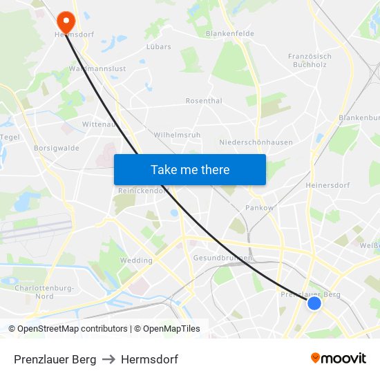 Prenzlauer Berg to Hermsdorf map