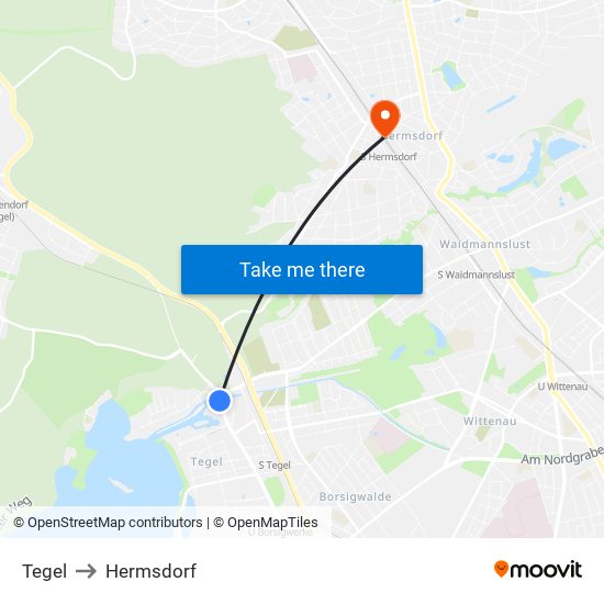 Tegel to Hermsdorf map