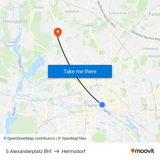 S Alexanderplatz Bhf to Hermsdorf map
