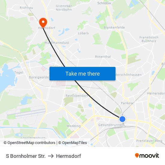 S Bornholmer Str. to Hermsdorf map