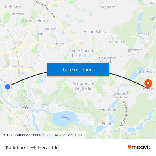 Karlshorst to Herzfelde map