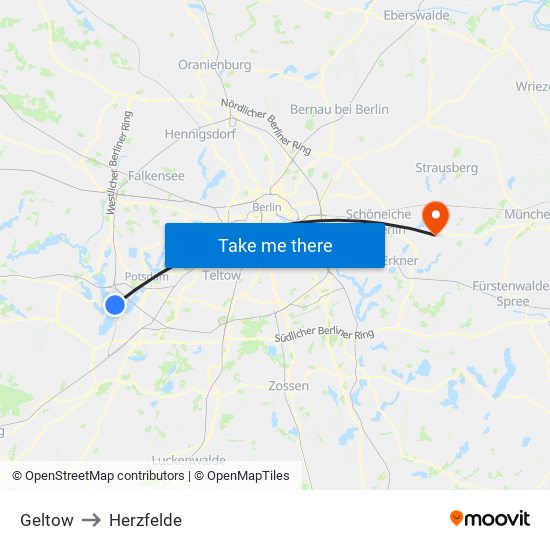 Geltow to Herzfelde map