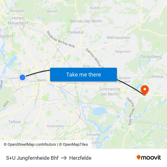 S+U Jungfernheide Bhf to Herzfelde map