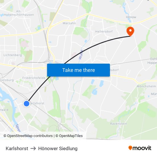 Karlshorst to Hönower Siedlung map