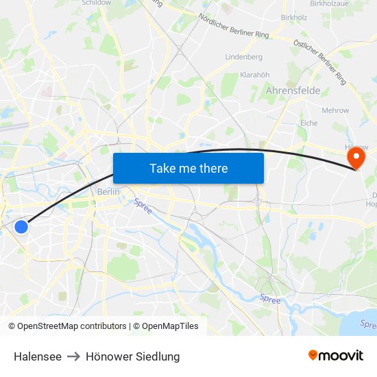 Halensee to Hönower Siedlung map