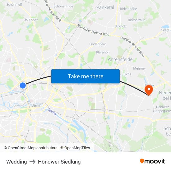 Wedding to Hönower Siedlung map