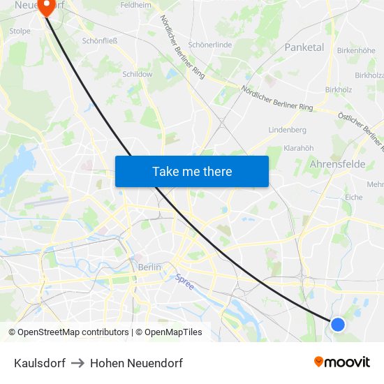 Kaulsdorf to Hohen Neuendorf map