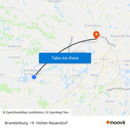 Brandenburg to Hohen Neuendorf map