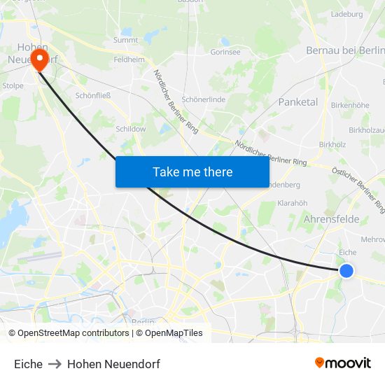 Eiche to Hohen Neuendorf map
