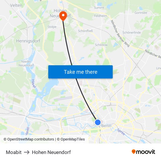 Moabit to Hohen Neuendorf map