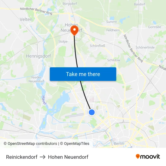 Reinickendorf to Hohen Neuendorf map