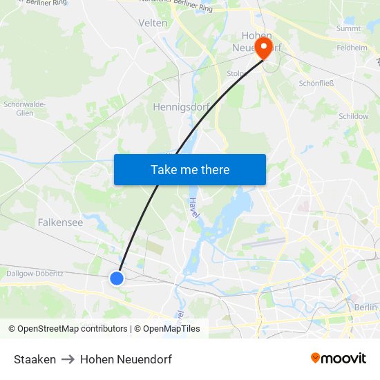 Staaken to Hohen Neuendorf map