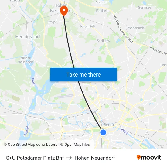 S+U Potsdamer Platz Bhf to Hohen Neuendorf map