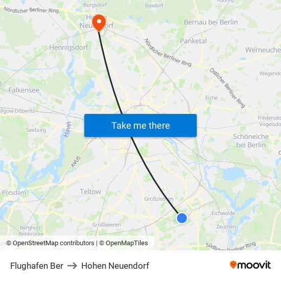 Flughafen Ber to Hohen Neuendorf map