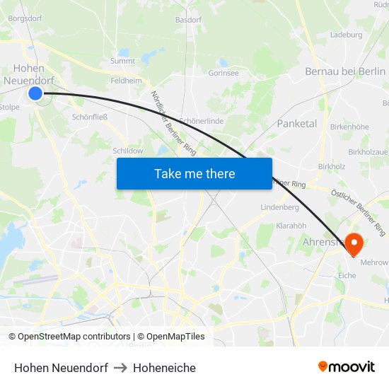 Hohen Neuendorf to Hoheneiche map