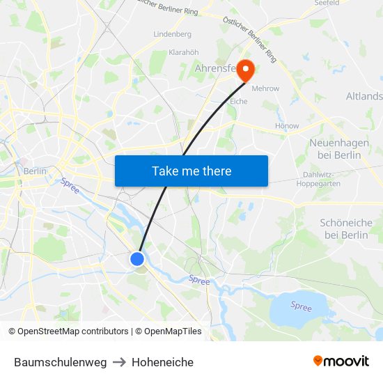 Baumschulenweg to Hoheneiche map