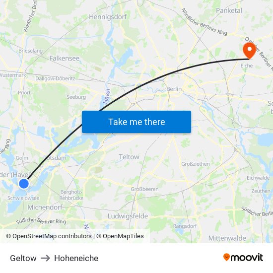 Geltow to Hoheneiche map
