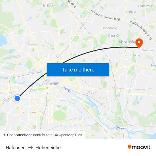 Halensee to Hoheneiche map