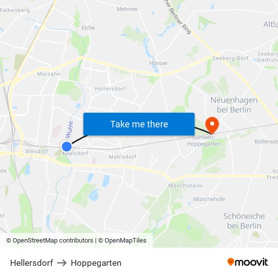 Hellersdorf to Hoppegarten map