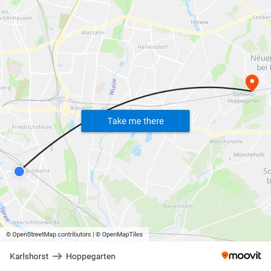 Karlshorst to Hoppegarten map