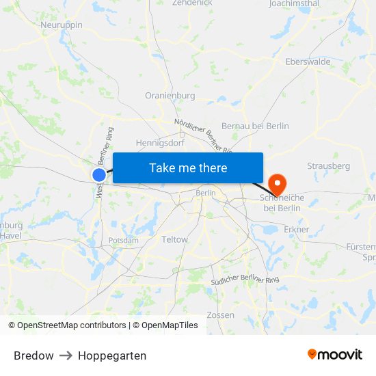 Bredow to Hoppegarten map